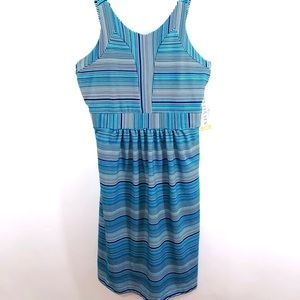 NWT Tehama Tank Dress Womens Blue Teal Striped S